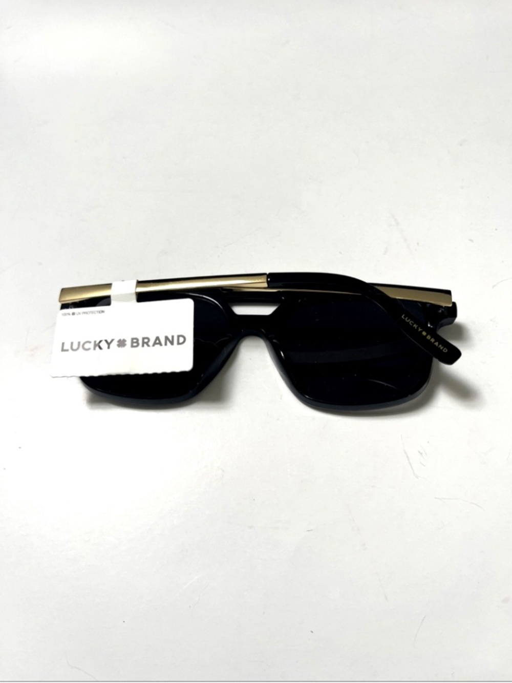 New LUCKY BRAND Double Bridge Aviator Sunglasses Black Acetate Brown - Picture 6 of 7